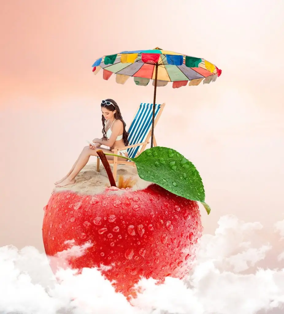 woman on apple, apple, summer, beach, read, deck chair, clouds, composition, heaven, template, website, facebook, instagram, ebook cover, romance novel, humor, beach, nature, deck chair, website, website, website, website, website, ebook cover, ebook cover, romance novel, romance novel, humor